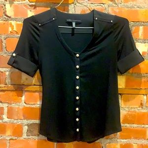 NWOT - WHBM Black short sleeve, button down blouse - XXSP